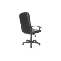 The Ecogerencial is a black office chair featuring a high back, padded armrests, and a swivel base with wheels. Positioned slightly to the left against a white background.